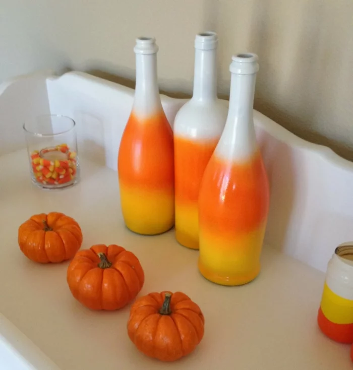 deko flaschen dekorieren warme farben halloween