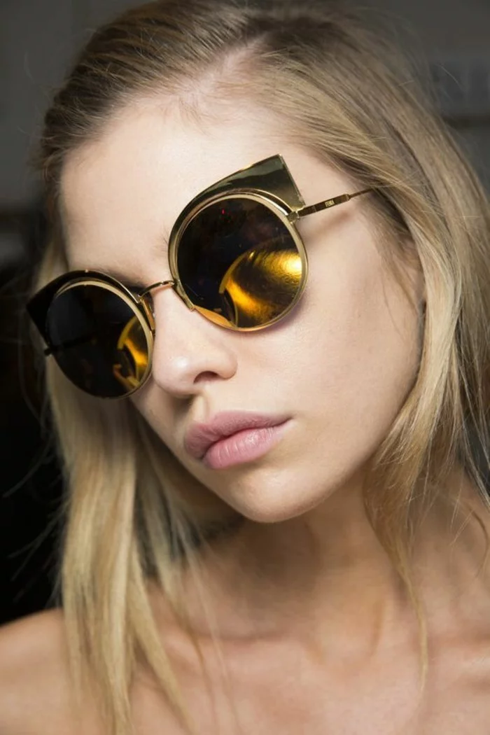 moderne Sonnenbrillen reflektierend rund Damen Modetrends Accessoires