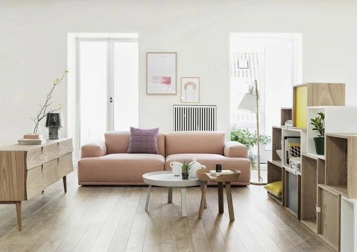 wohnung einrichten ideen wohnzimmer skandinavisches design pastellfarben