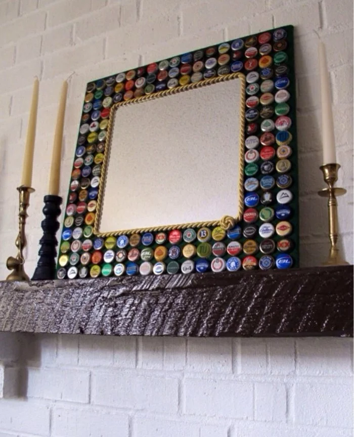 deko-ideen-selbermachen-spiegel-dekorieren-flaschendeckel