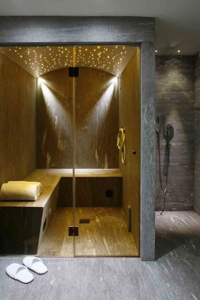 wandfliesen badgestaltung naturstein sauna