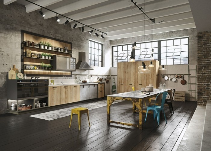 küchentrends 2019 industrielle küche kombination von holz und metalloberflächen