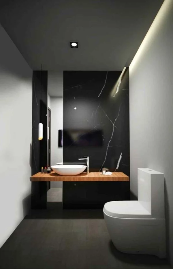Badezimmerdesign schwarze und weiße Flächen