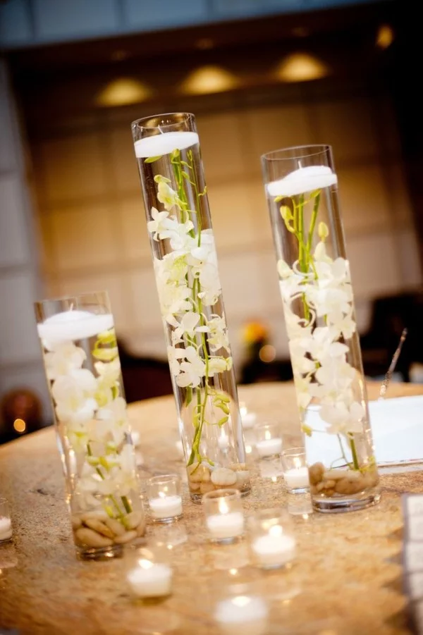 Hochzeitsdeko mit Kerzen selber machen Idee