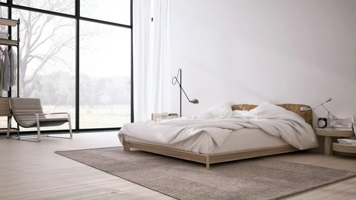 minimalistisch wohnen schlichte schlafzimmereinrichtung erdige farben