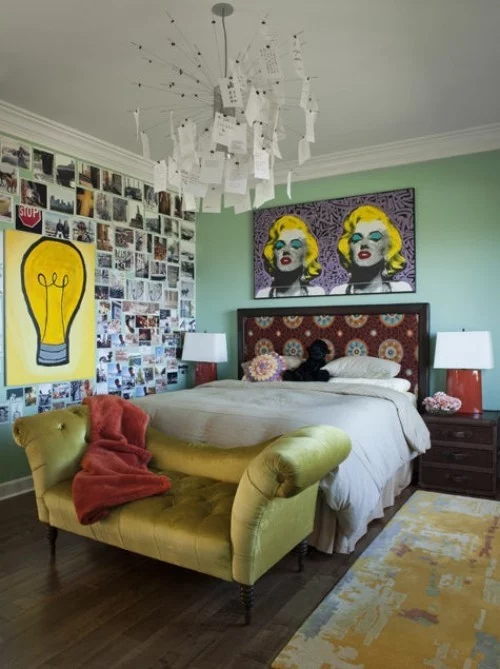 ideen schlafzimmer eklektisch verschiedene stile krasse farben