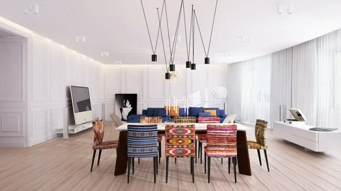 moderne stühle esszimmer designerstühle farbiges design eklektisches innendesign