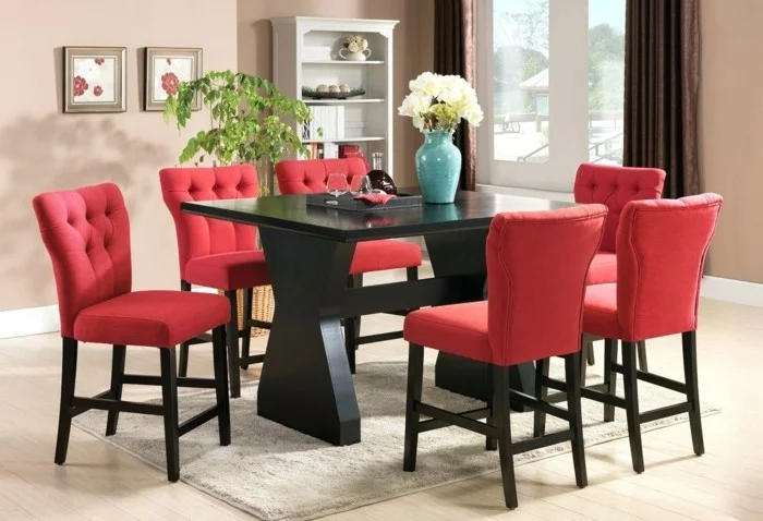 moderne stühle esszimmer gepolsterte rote stühle