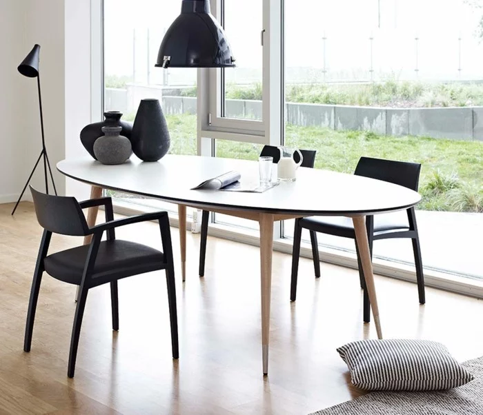 moderne stühle esszimmer schwarze essstühle armlehnen ovaler tisch