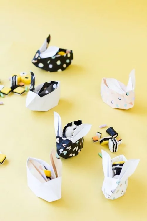 origami osterhasen bonbons kleine ostergeschenke
