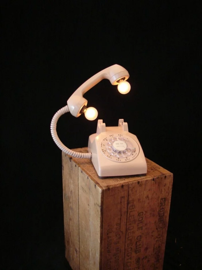 upcycling ideen diy lampenschirm festnetz telefon
