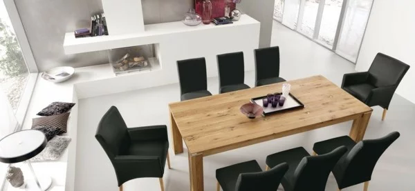 esszimmermöbel moderner holztisch schwarze esszimmerstühle