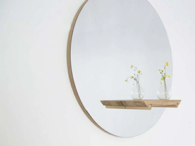 Badezimmerspiegel pflanzen mit holzgestell