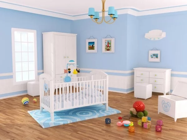 babyzimmer junge ideen blau weiß kombinieren geräumig