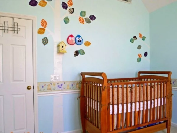 bordüre babyzimmer frische wandgestaltung blau grün