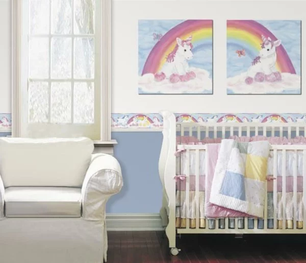 bordüre babyzimmer frisches design trendige muster mädchen