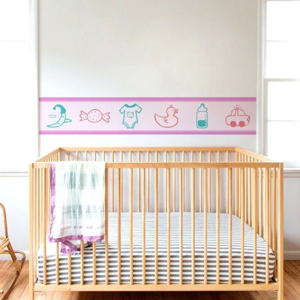 bordüre babyzimmer frisches muster mädchenhaft
