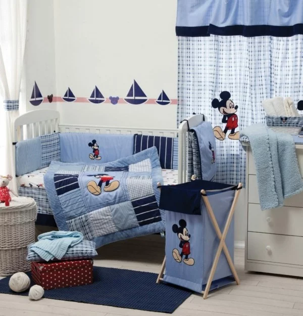 bordüre babyzimmer jungen zimmer blaue textilien