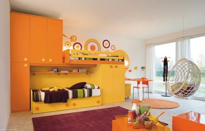farbgestaltung kinderzimmer gelb orange kombinieren