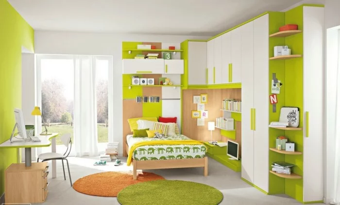farbgestaltung kinderzimmer kleines kinderzimmer grün weiß