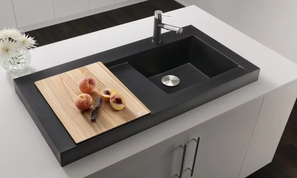 küchenspüle granit minimalistisch schwarz
