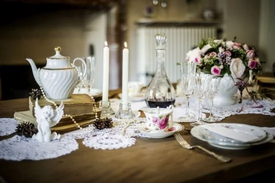 Kerzen Perlen typisch Vintage Tee Party Deko