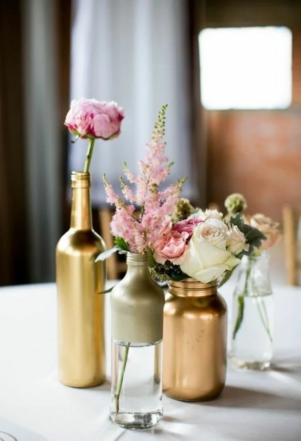 günstige tischdeko gold kupfer glasflaschen vasen