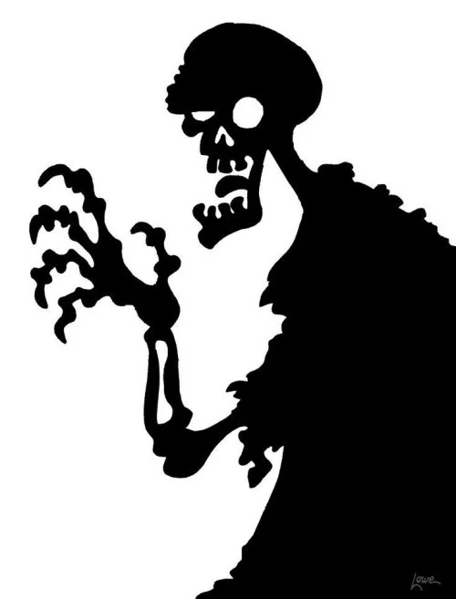 Skelett Schattenbild gruselige Halloween Fensterdeko