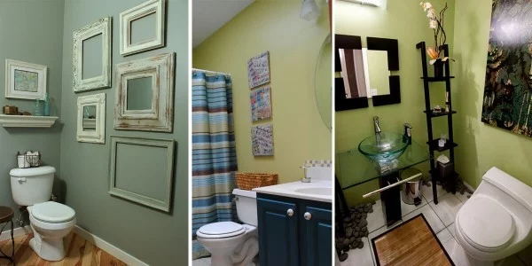 badezimmergestaltung verschiedene grünen wände