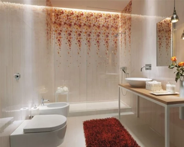 exotische roten akzente badezimmer gestaltungsideen