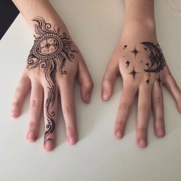 henna tattoo ideen mondsichel