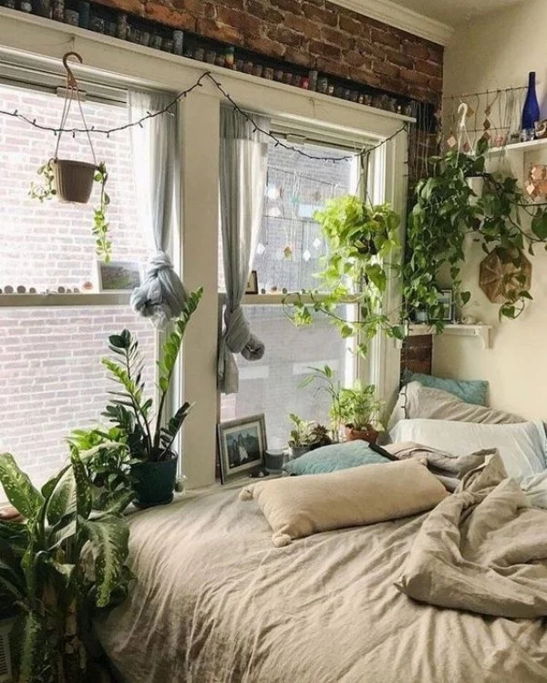 Natur ins Haus holen grüne Oase im Schlafzimmer ruhige Atmosphäre