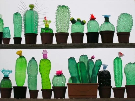 kunstvolle kaktus deko aus plastikflaschen