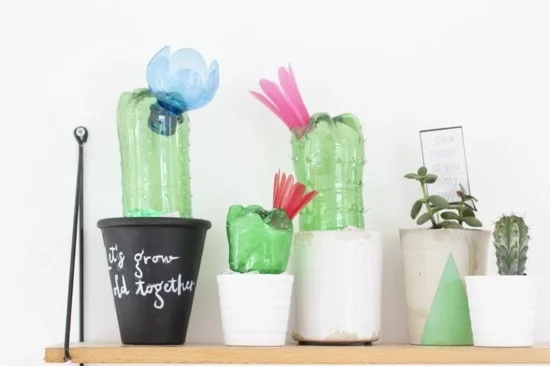 upcycling idee kaktus deko basten