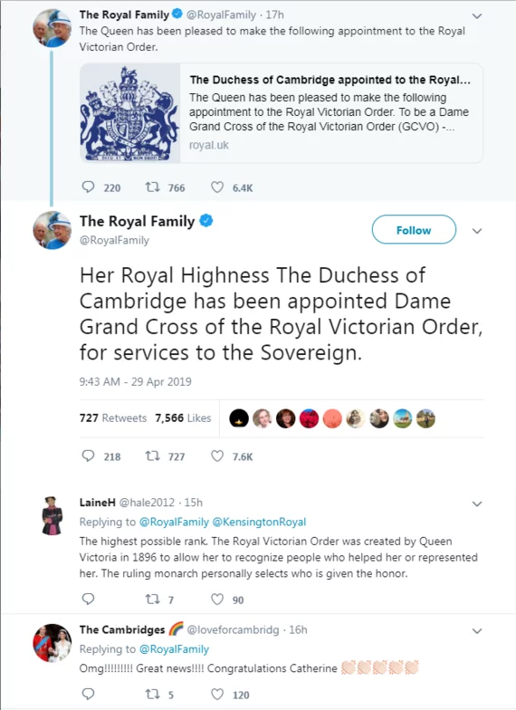 Kate Middleton Dame Grand Cross Ehrentitel von der Queen Tweeter