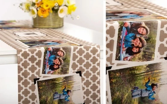 Muttertagsgeschenke basteln DIY Tischläufer mit Fotos