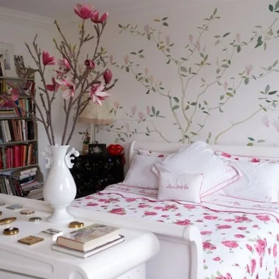 Schlafzimmer Ideen florale Muster überall