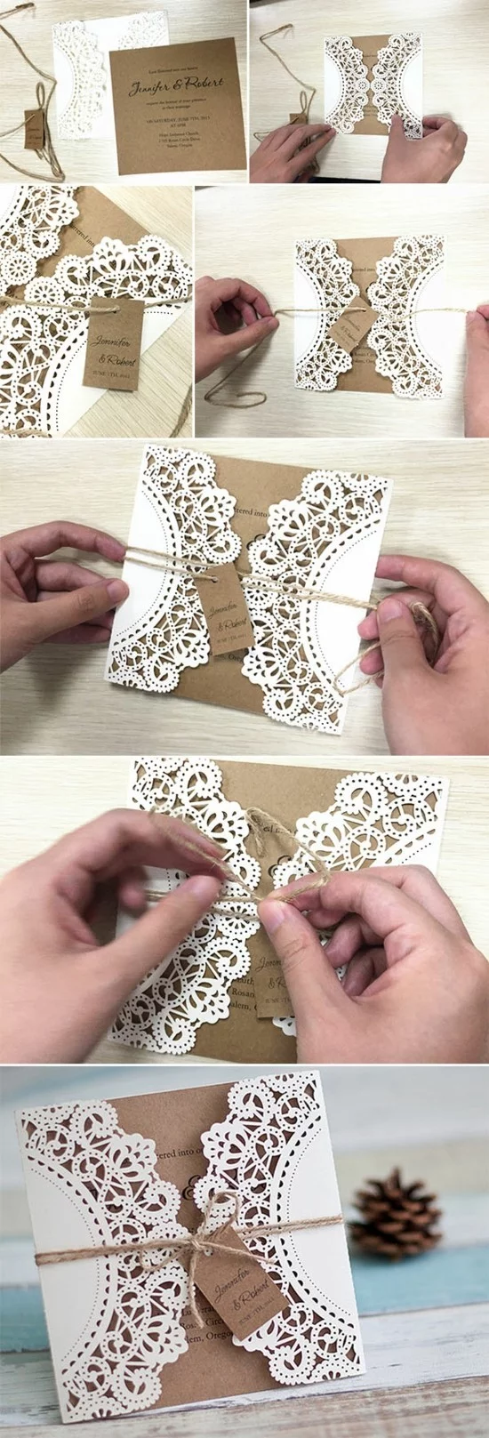 hochzeitsdeko selber machen hochzeitskarten mit spietzendeckchen aus papier