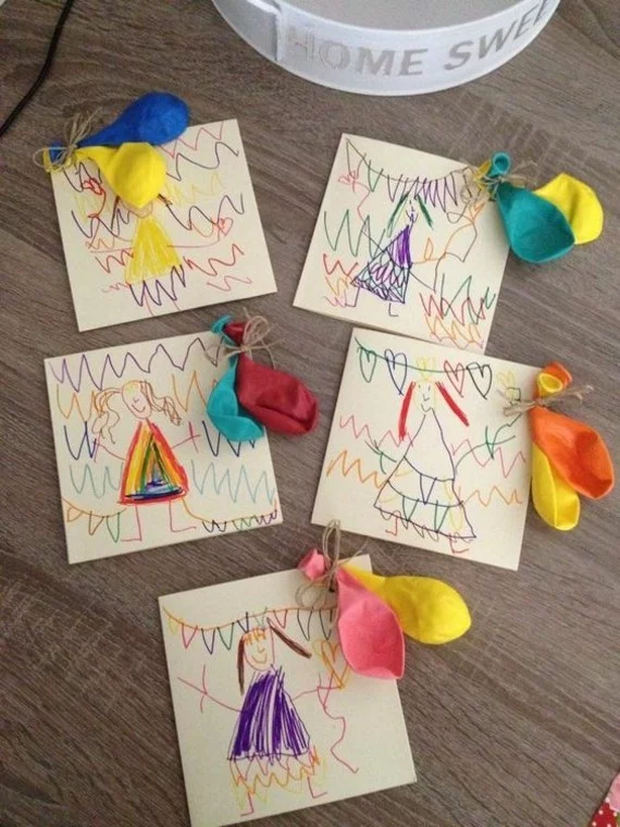 kreative Einladungskarten erstellen Basteln mit Kindern Kinderzeichnungen