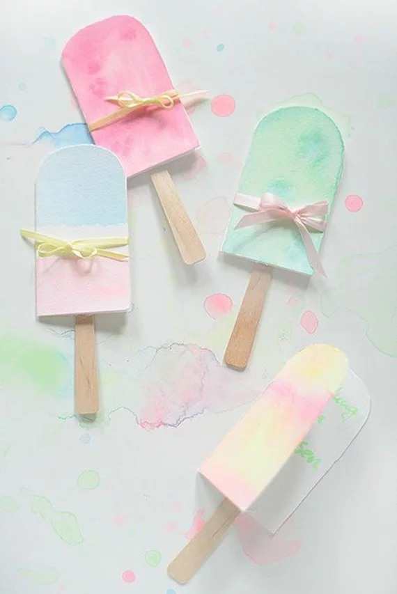 kreative Einladungskarten selbst gestalten Basteln mit Kindern Eis