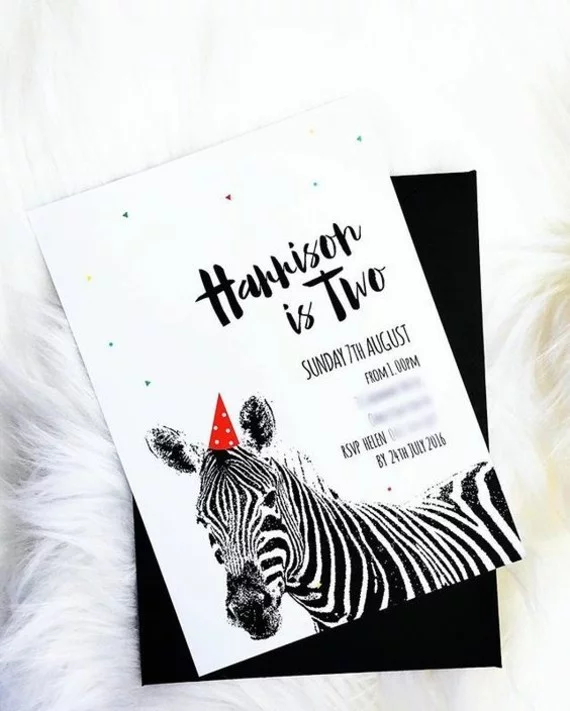 lustige Einladungskarten selbst gestalten Zebra