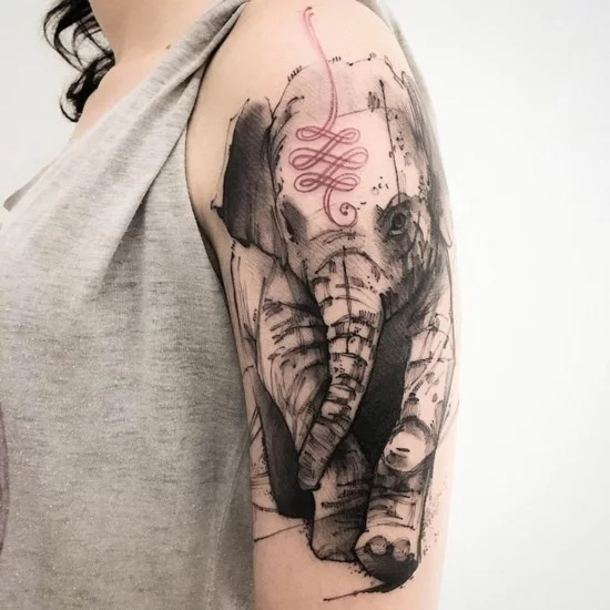 elefant indien sleeve tattoo ideen