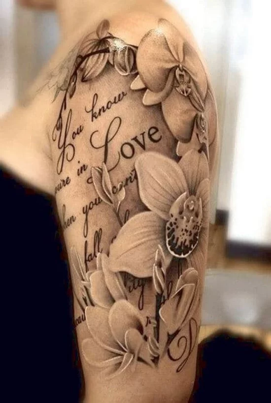 love orchideen sleeve tattoo ideen