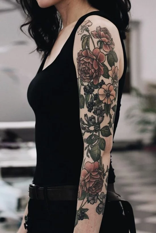 sleeve tattoo ideen klassische rosen