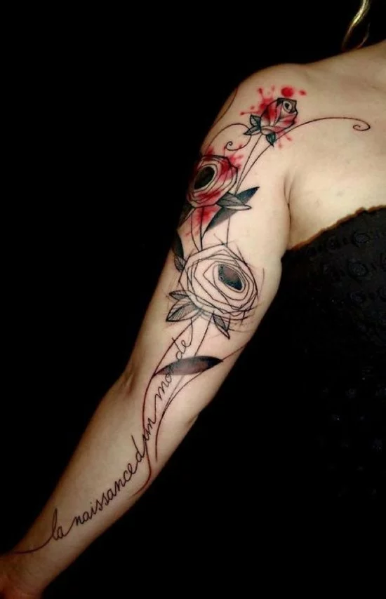 sleeve tattoo ideen rosen aquarell