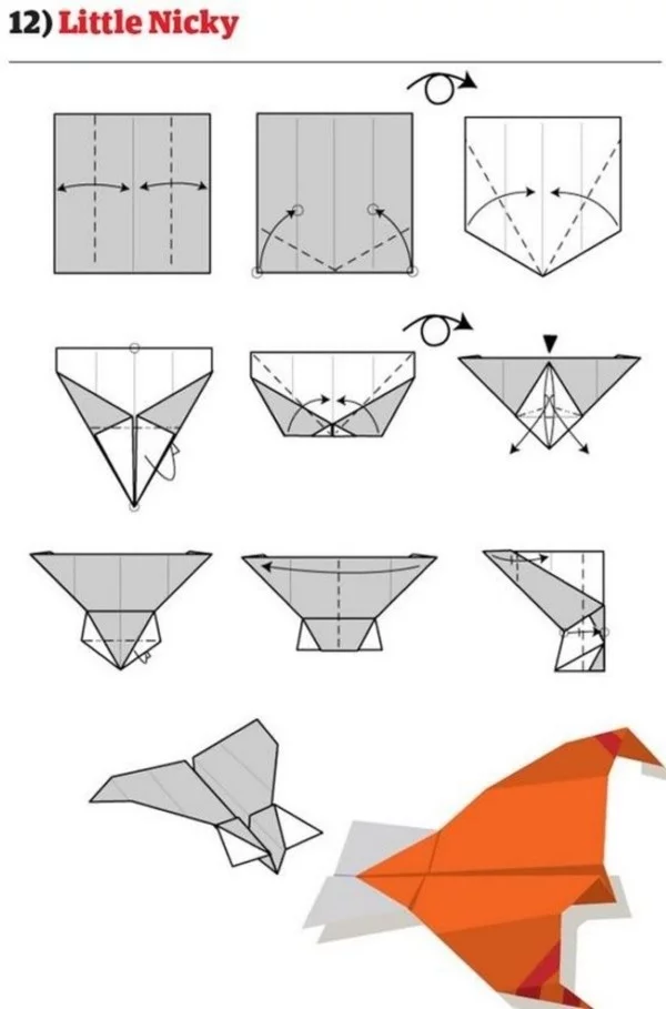 Papierflugzeug in toller orangenen Farbe