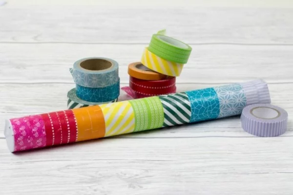 Regenmacher basteln Materialien Washi Tape Bastelideen Farbe Muster
