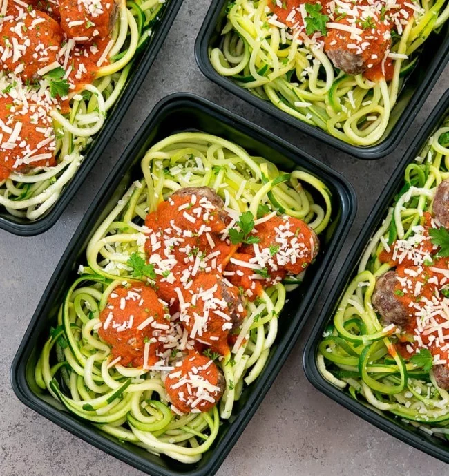 Gesunde, schnelle und einfache Low Carb Rezepte fleischklößchen mit zucchini spaghetti