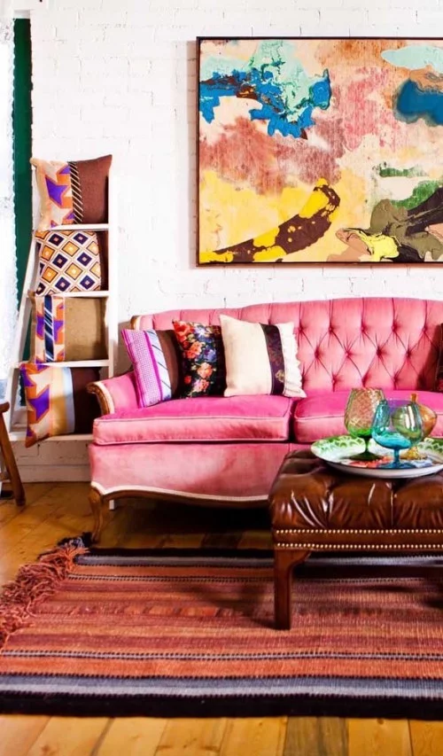Inneneinrichtung - sofa in rosa - wohnideen