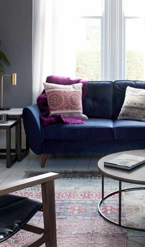 Sofa Retro - blaue Idee Inneneinrichtung